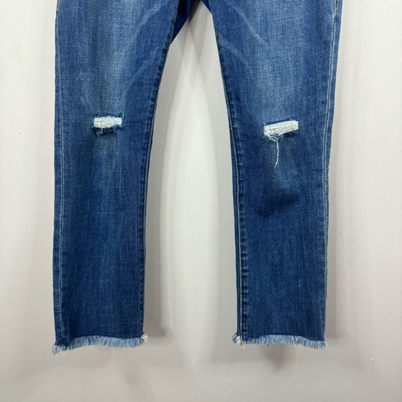 CAbi Jeans Cropped High Rise Straight Size 4 #5495 Raw Hem Distressed Boho - Picture 5 of 11